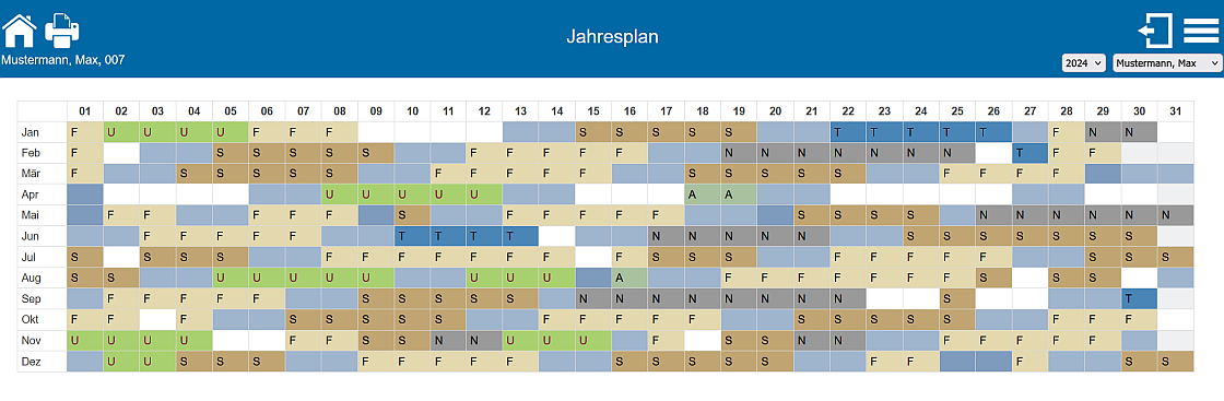 Dienstplan Jahresplan