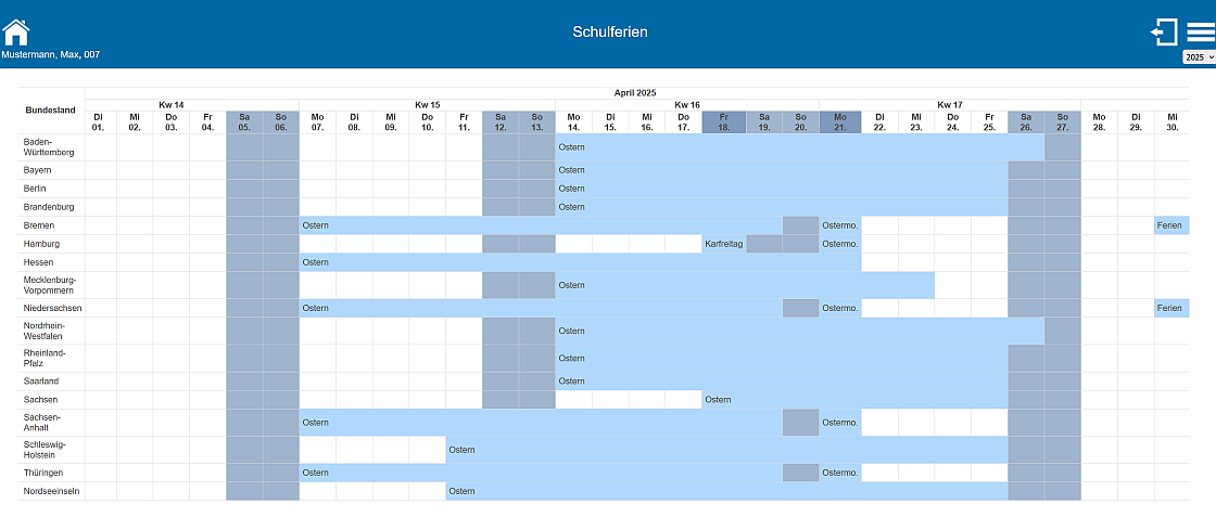 Schulferien, Kalender, Ferienkalender, Ferienplanung