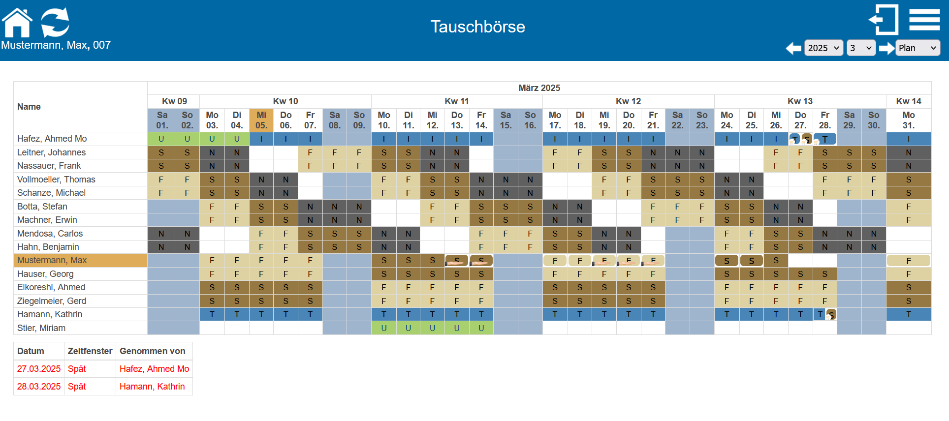 Tauschbörse, Schichttausch, Diensttausch