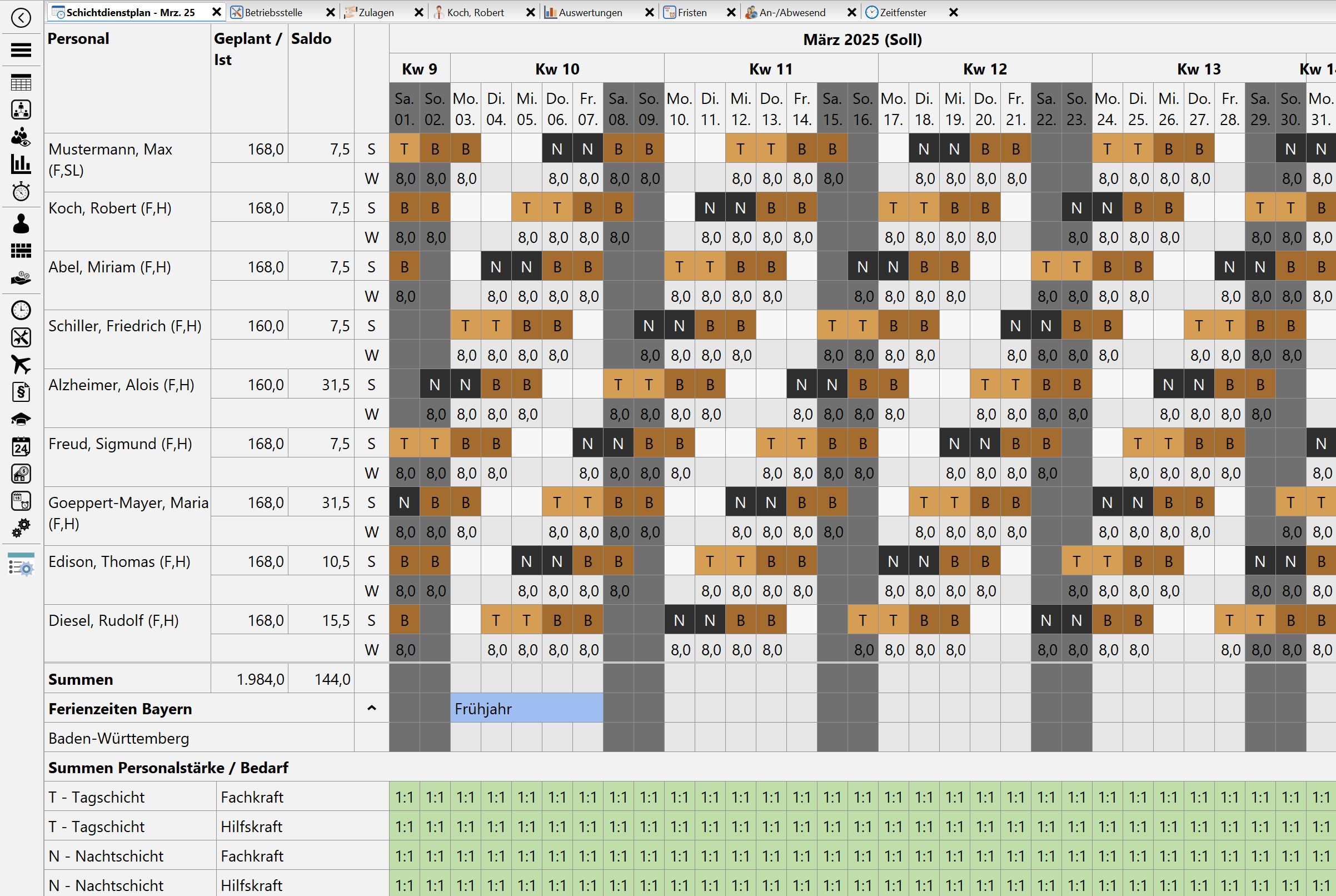 Dienstplanagent-Hell-Modus