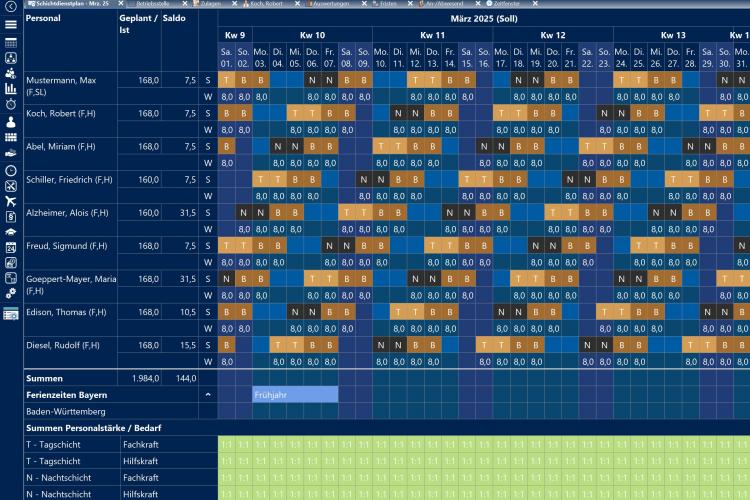 Dienstplan-Blau-Modus