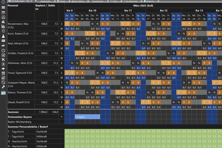 Dienstplan-Dunkel-Modus