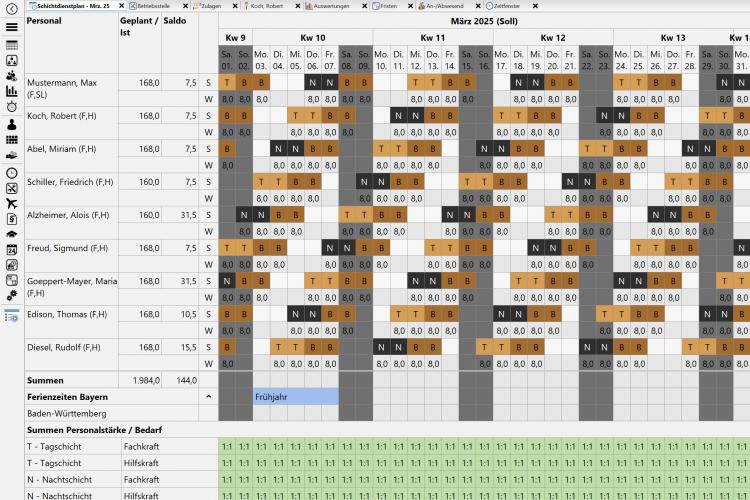 Dienstplan-Hell-Modus