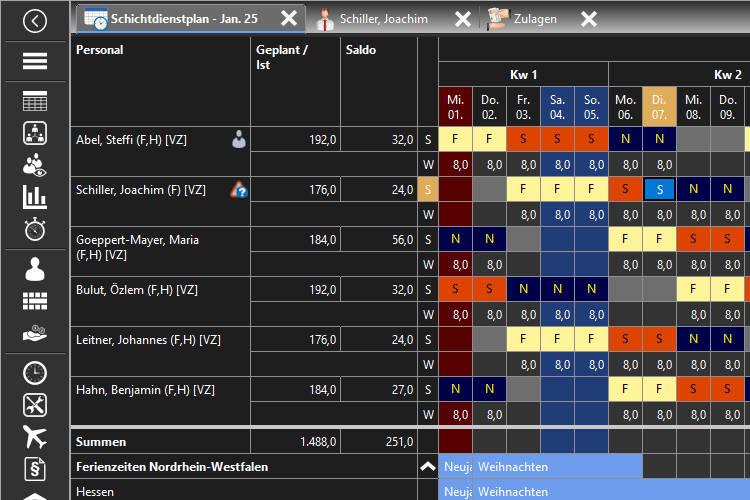 Schichtplanagent-Dunkel-Modus